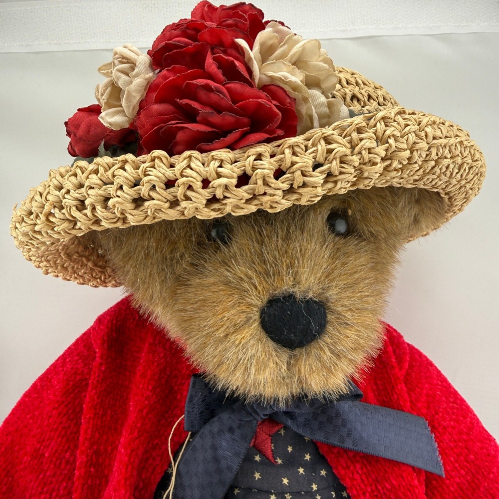 Boyds Bears Eleanore Bearsevelt Plush and T F Wuzzies Red Navy Star Dress Hat